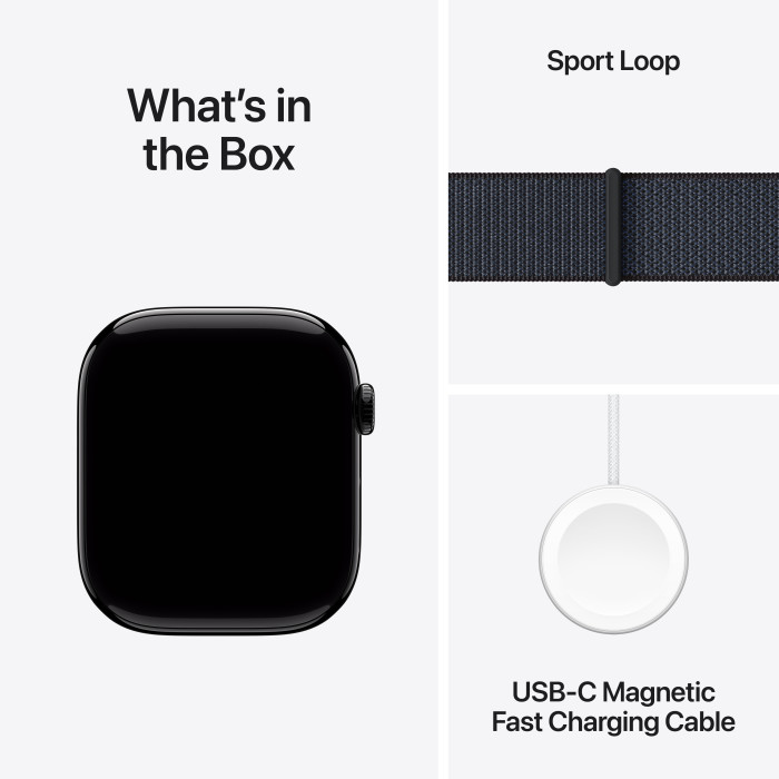 Apple Watch Series 10 GPS 46mm Jet Black Aluminum Case w. Ink Sport Loop (MWWR3)