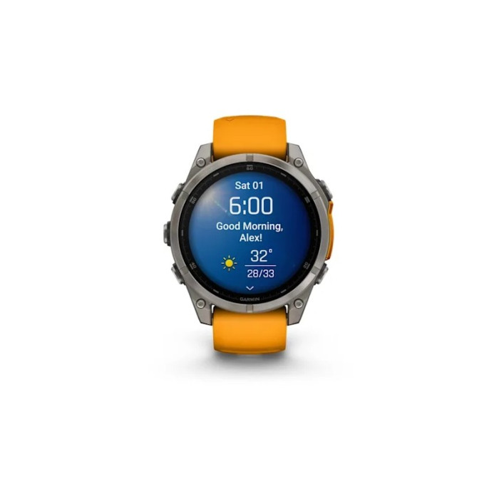 Garmin Fenix 8 47mm AMOLED Sapphire Titanium w. Spark Orange/Graphite Silicone Band (010-02904-10/11)