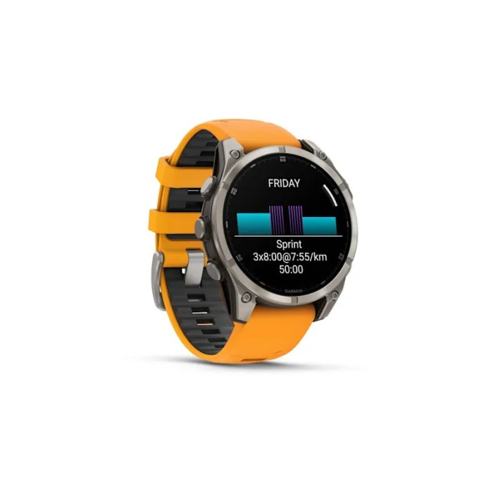 Garmin Fenix 8 47mm AMOLED Sapphire Titanium w. Spark Orange/Graphite Silicone Band (010-02904-10/11)