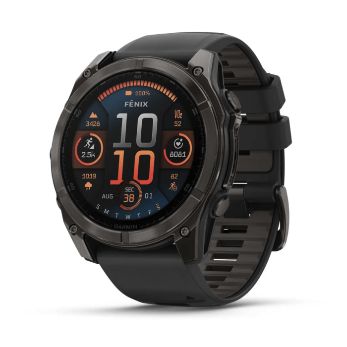 Garmin Fenix 8 51mm AMOLED Sapphire Carbon Gray DLC Titanium w. Black/Pebble Gray S. Band (010-02905-20/21)