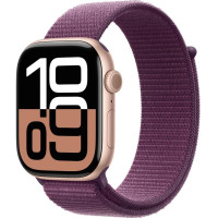 Apple Watch Series 10 GPS 46mm Rose Gold Aluminum Case w. Plum Sport Loop (MWWV3)
