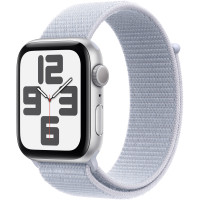 Apple Watch SE 2 GPS 44mm Silver Aluminium Case w. Blue Cloud Sport Loop (MXET3)