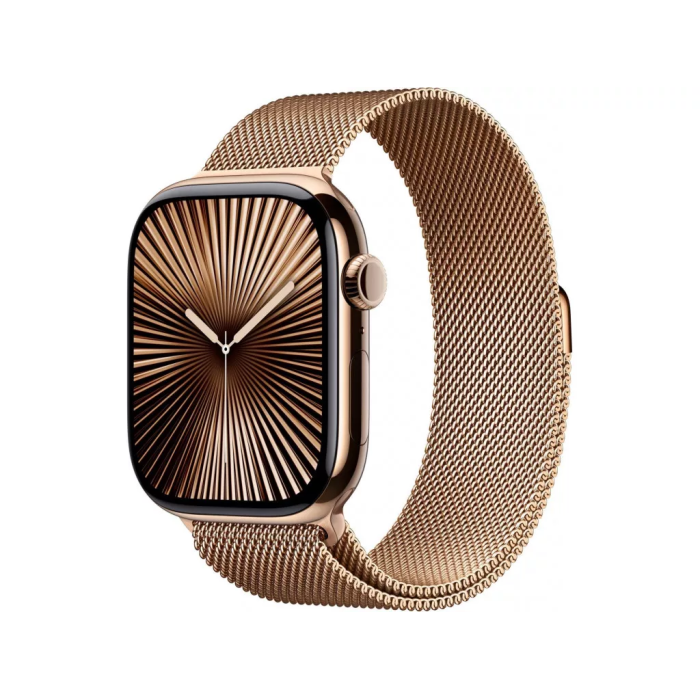 Apple Watch Series 10 GPS + Cellular 46mm Gold Titanium Case w. Gold Milanese Loop - S/M (MC7T4)