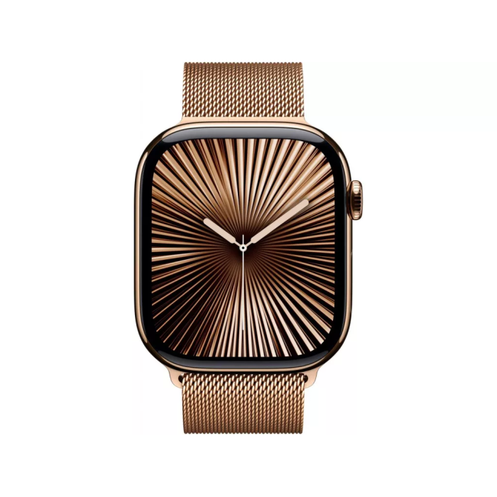 Apple Watch Series 10 GPS + Cellular 46mm Gold Titanium Case w. Gold Milanese Loop - S/M (MC7T4)