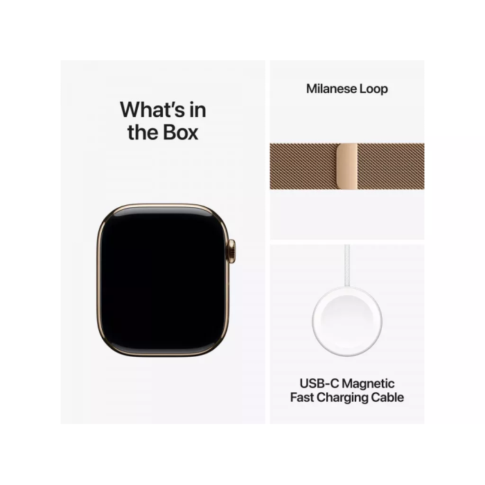 Apple Watch Series 10 GPS + Cellular 46mm Gold Titanium Case w. Gold Milanese Loop - S/M (MC7T4)