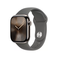 Apple Watch Series 10 GPS + Cellular 46mm Natural Titanium Case w. Stone Grey Sport Band - M/L (MWYA3)