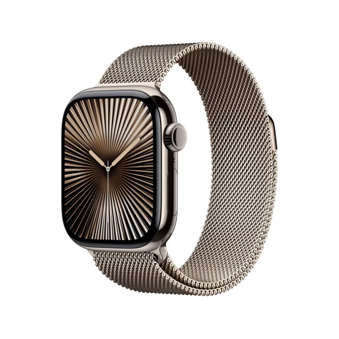 Apple Watch Series 10 GPS + Cellular 46mm Natural Titanium Case w. Natural Milanese Loop - S/M (MC7Q4)
