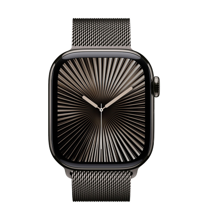 Apple Watch Series 10 GPS + Cellular 46mm Slate Titanium Case w. Slate Milanese Loop - S/M (MC7R4)