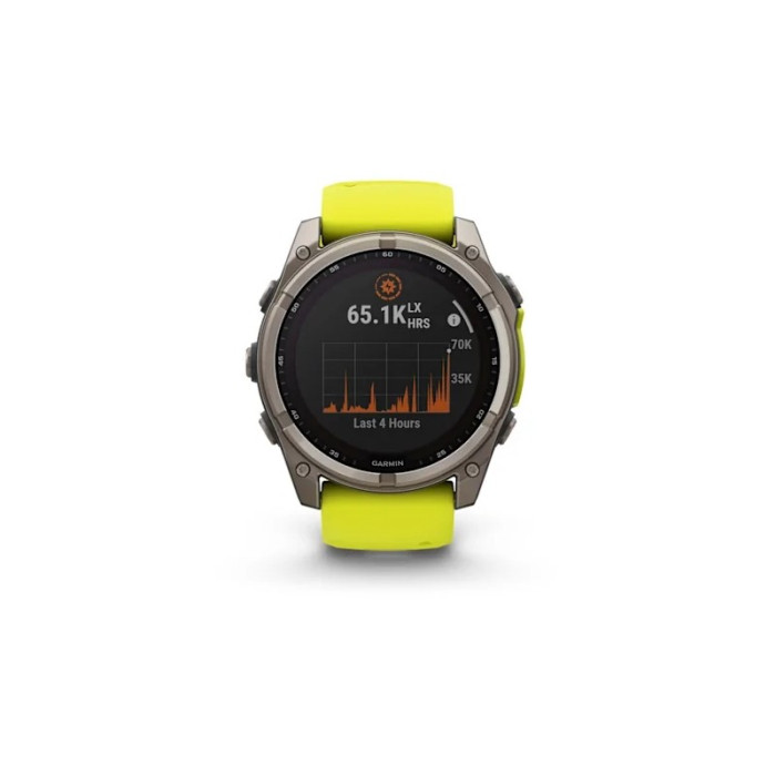 Спортивний годинник Garmin Fenix 8 51mm Solar Sapphire Titanium w. Amp Yellow/Graphite Silicone Band (010-02907-20/21)