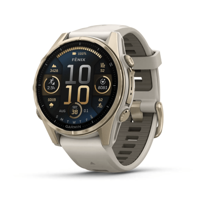 Garmin Fenix 8 43mm AMOLED Sapphire Soft Gold w. Fog Gray/Dark Sandstone S. Band (010-02903-10/11/18)