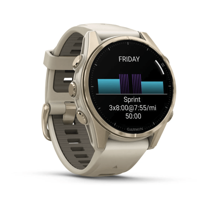 Garmin Fenix 8 43mm AMOLED Sapphire Soft Gold w. Fog Gray/Dark Sandstone S. Band (010-02903-10/11/18)