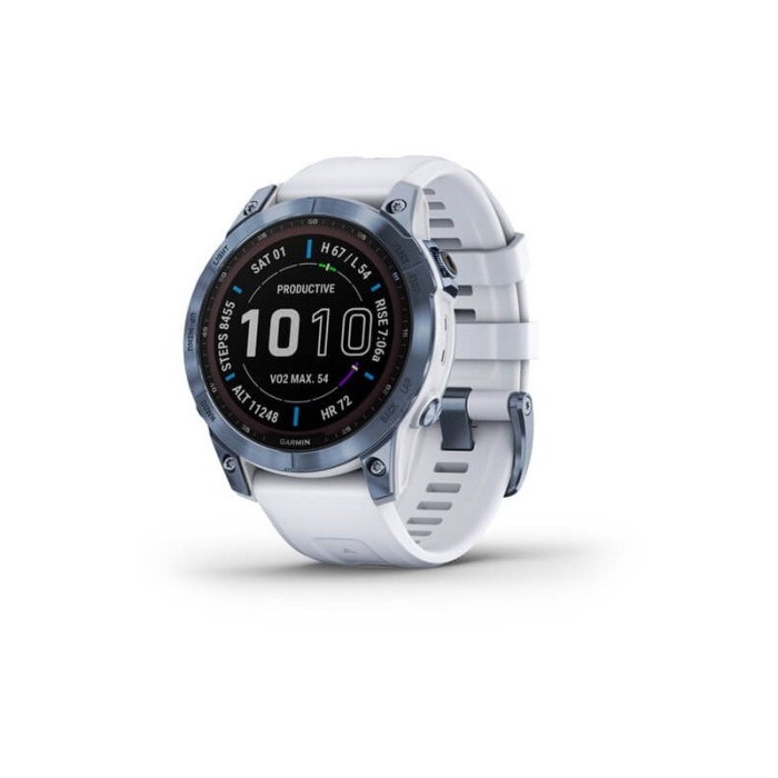 Смарт-годинник Garmin Fenix 7 Sapphire Solar Mineral Blue DLC Titanium with Whitestone Band (010-02540-24/25) (Уцінка - добрий стан)