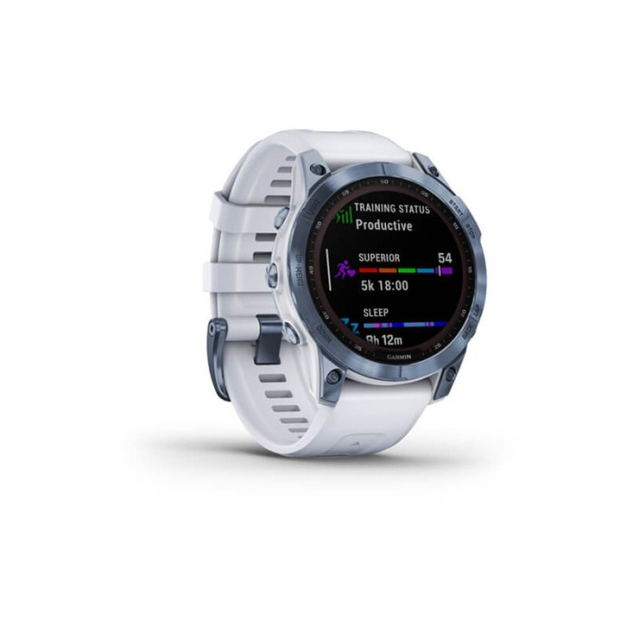Смарт-годинник Garmin Fenix 7 Sapphire Solar Mineral Blue DLC Titanium with Whitestone Band (010-02540-24/25) (Уцінка - добрий стан)
