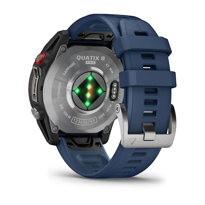 Смарт-годинник Garmin quatix 8 Pro AMOLED Marine GPS Smartwatch 47mm in Titanium with Blue Silicone Band (010-03198-50)