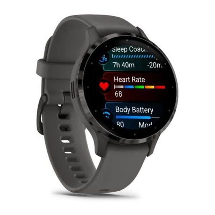 Смарт-годинник Garmin Venu 3S Slate S. Steel Bezel w. Pebble Gray Case and S. Band (010-02785-00/50)