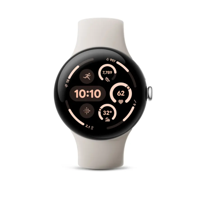 Google Pixel Watch 3 45 mm LTE Polished Silver Aluminum Case/Porcelain Active Band