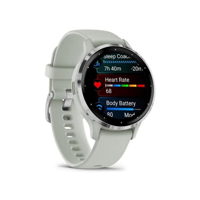 Смарт-годинник Garmin Venu 3S Silver S. Steel Bezel w. Sage Gray Case and S. Band (010-02785-01/51)