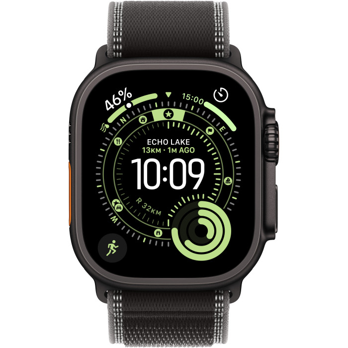 Смарт-годинник Apple Watch Ultra 3 GPS + Cellular 49mm Black Tit. Case w. Black/Charcoal Trail Loop - M/L (MF1H4)