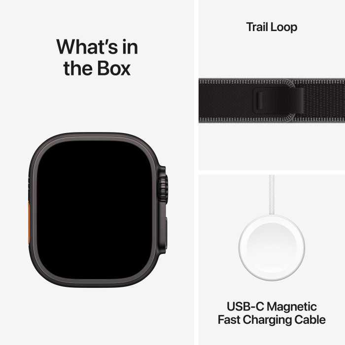 Смарт-годинник Apple Watch Ultra 3 GPS + Cellular 49mm Black Tit. Case w. Black/Charcoal Trail Loop - M/L (MF1H4)