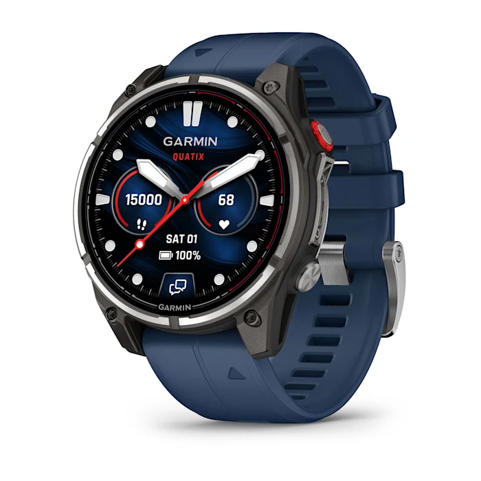 Смарт-часы Garmin quatix 8 Pro AMOLED Marine GPS Smartwatch 47mm in Titanium with Blue Silicone Band (010-03198-50)