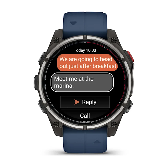 Смарт-часы Garmin quatix 8 Pro AMOLED Marine GPS Smartwatch 47mm in Titanium with Blue Silicone Band (010-03198-50)