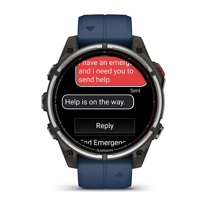 Смарт-часы Garmin quatix 8 Pro AMOLED Marine GPS Smartwatch 47mm in Titanium with Blue Silicone Band (010-03198-50)