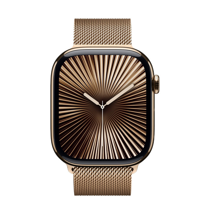 Apple Watch Series 10 GPS + Cellular 42mm Gold Titanium Case w. Gold Milanese Loop (MX083)