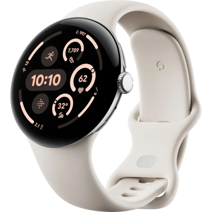 Google Pixel Watch 3 45 mm LTE Polished Silver Aluminum Case/Porcelain Active Band