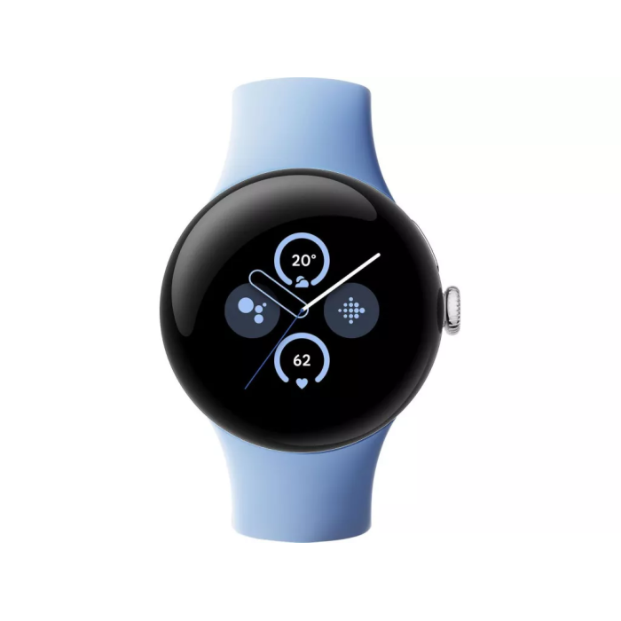 Google Pixel Watch 2 LTE Polished Silver Aluminum Case / Bay Active Band