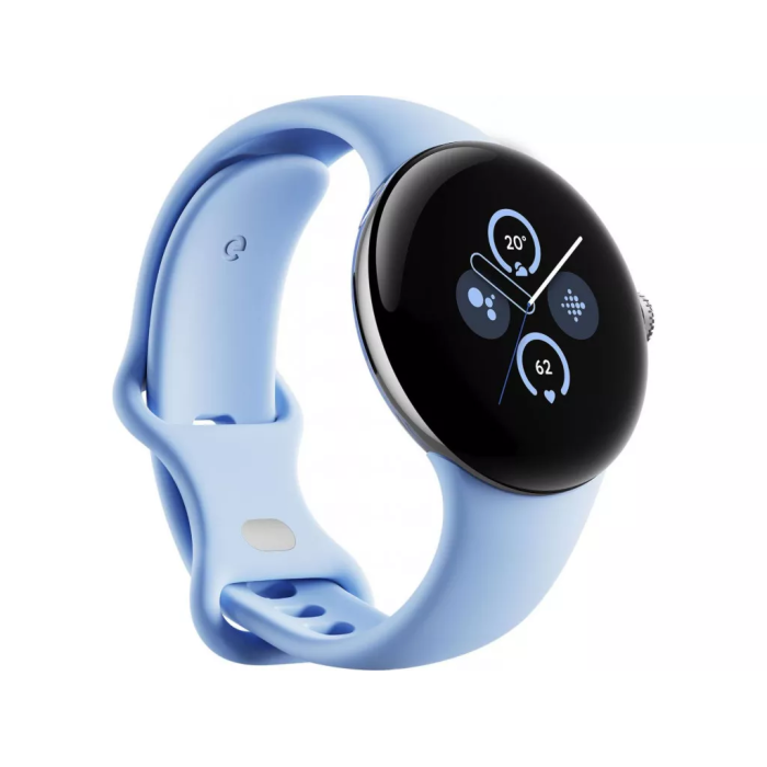 Google Pixel Watch 2 LTE Polished Silver Aluminum Case / Bay Active Band