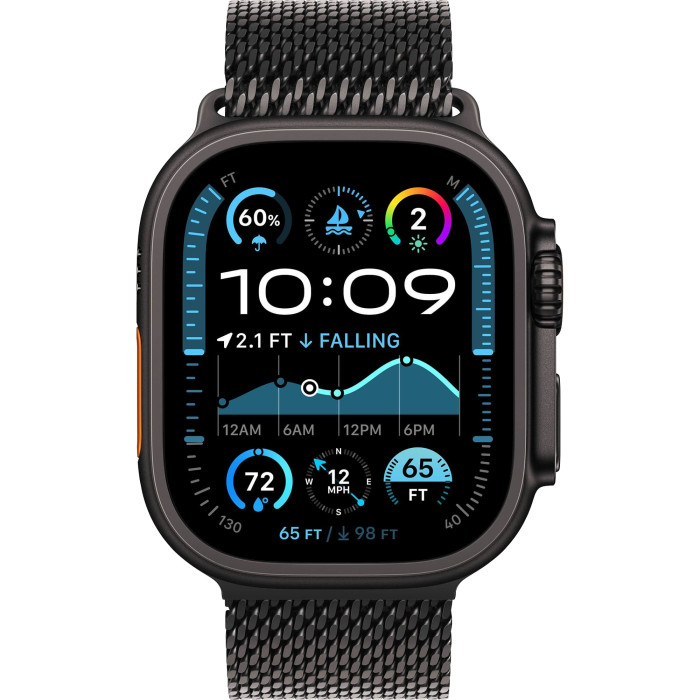 Смарт-годинник Apple Watch Ultra 2 GPS + Cellular 49mm Black Titanium Case w. Black Titanium Milanese Loop - L (MX5V3)