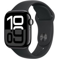 Apple Watch Series 10 GPS + Cellular 42mm Jet Black Alu. Case w. Black Sport Band - S/M (MWX63)