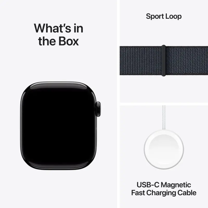 Apple Watch Series 10 GPS 42mm Jet Black Aluminum Case w. Ink Sport Loop (MWWG3)