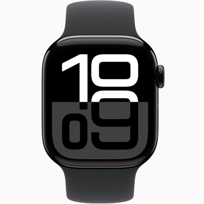 Apple Watch Series 10 GPS 42mm Jet Black Aluminum Case w. black solo loop size 6 (MWWX3 + MY7V3)