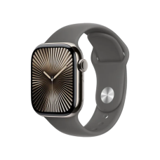 Apple Watch Series 10 GPS + Cellular 42mm Natural Titanium Case w. Stone Grey Sport Band - SM (MWXD3)