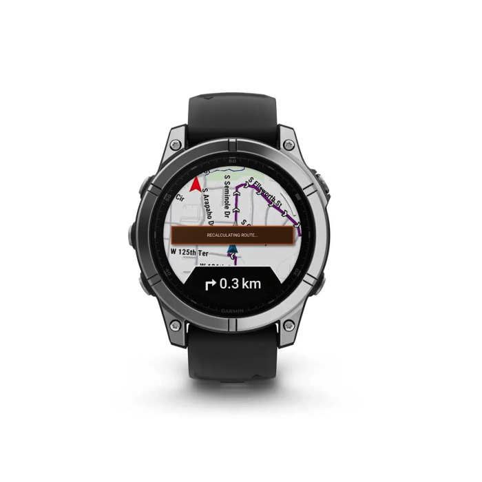 Спортивний годинник Garmin Fenix E (8 Series) 47mm AMOLED Stainless Steel with Black Silicone Band (010-03025-02/00)