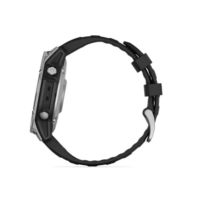 Спортивний годинник Garmin Fenix E (8 Series) 47mm AMOLED Stainless Steel with Black Silicone Band (010-03025-02/00)