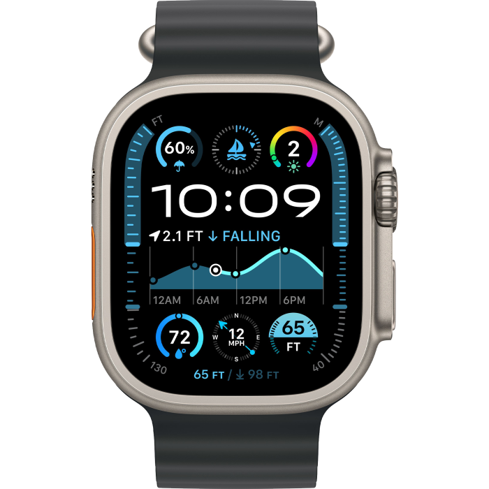 Apple Watch Ultra 2 GPS + Cellular 49mm Natural Titanium Case w. Black Ocean Band (MYT03+MXTL3)