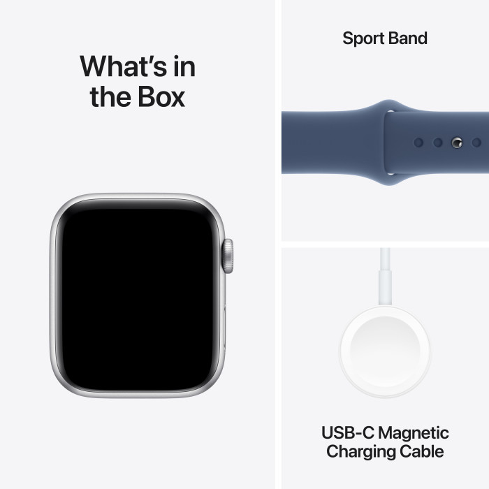 Apple Watch SE 2 GPS 40mm Silver Aluminium Case w. Denim Sport Band - S/M (MXEC3)