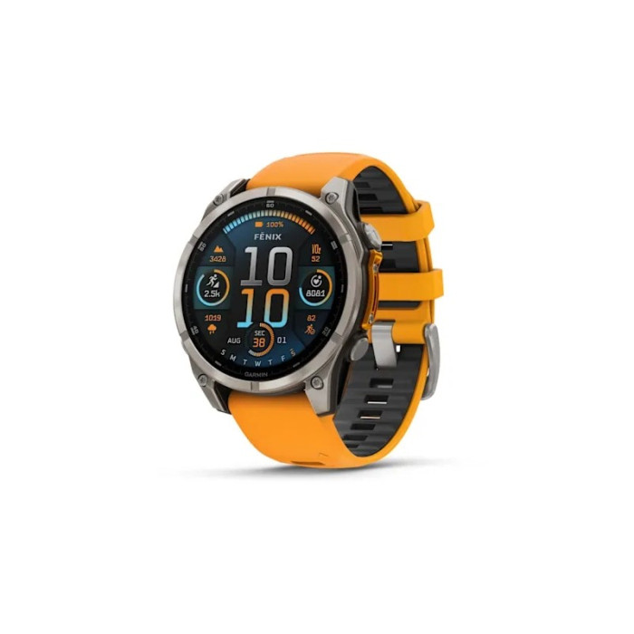 Garmin Fenix 8 47mm AMOLED Sapphire Titanium w. Spark Orange/Graphite Silicone Band (010-02904-10/11)