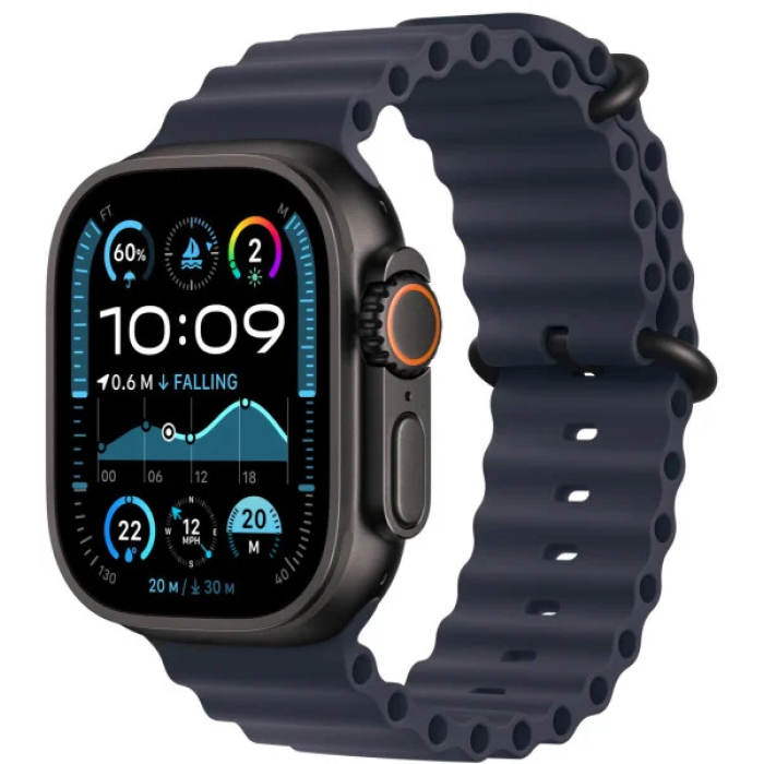 Apple Watch Ultra 2 GPS + Cellular 49mm Black Titanium Case w. Navy Ocean Band (MYTC3+MYPA3)