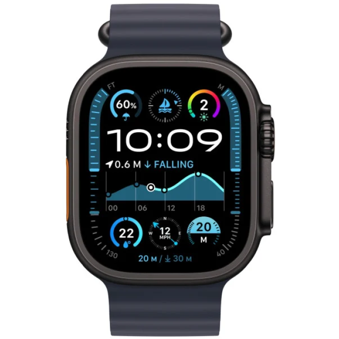 Apple Watch Ultra 2 GPS + Cellular 49mm Black Titanium Case w. Navy Ocean Band (MYTC3+MYPA3)