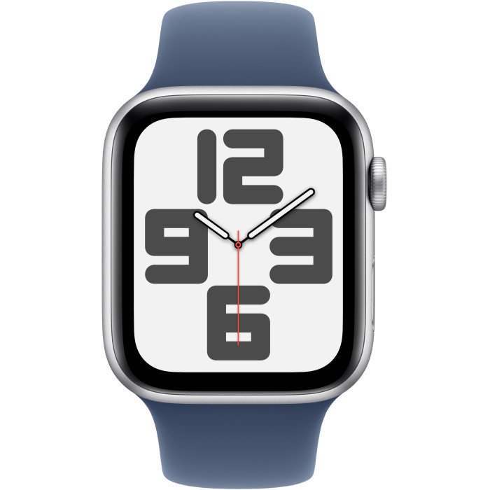 Apple Watch SE 2 GPS 44mm Silver Aluminium Case w. Denim Sport Band - S/M (MXEQ3)