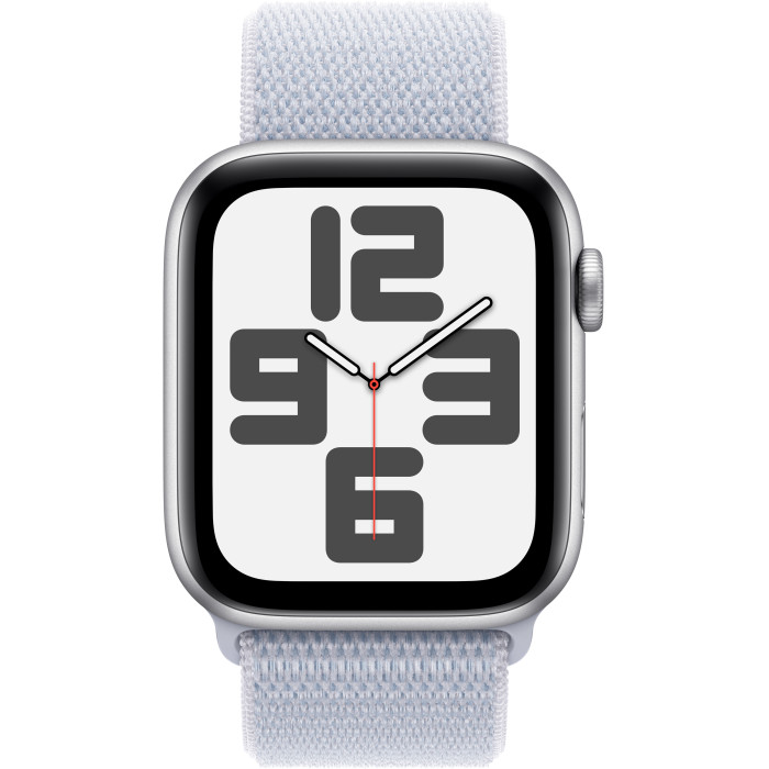 Apple Watch SE 2 GPS 44mm Silver Aluminium Case w. Blue Cloud Sport Loop (MXET3)