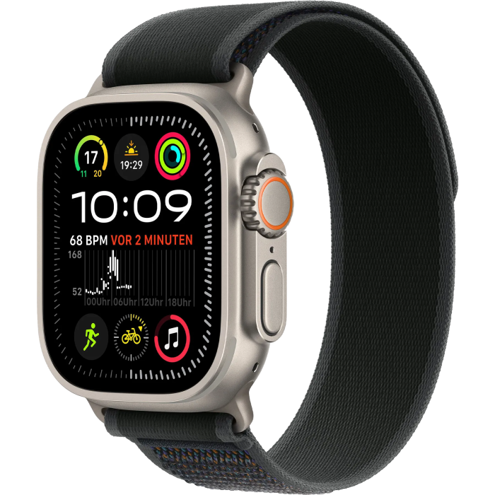 Apple Watch Ultra 2 GPS + Cellular 49mm Natural Titan. Case w. Black Trail Loop - M/L (MYT73+MXTR3)