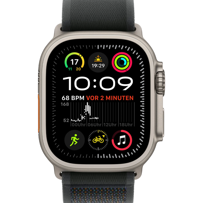 Apple Watch Ultra 2 GPS + Cellular 49mm Natural Titan. Case w. Black Trail Loop - M/L (MYT73+MXTR3)