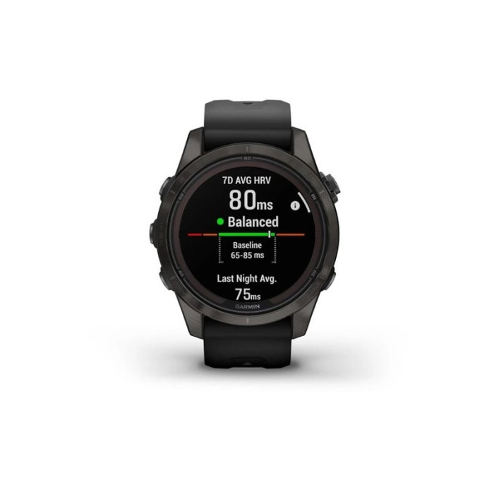 Смарт-годинник Garmin Fenix 7S Pro Sapphire Solar Carbon G. DLC Tit. with Black Band (010-02776-10/11/54)