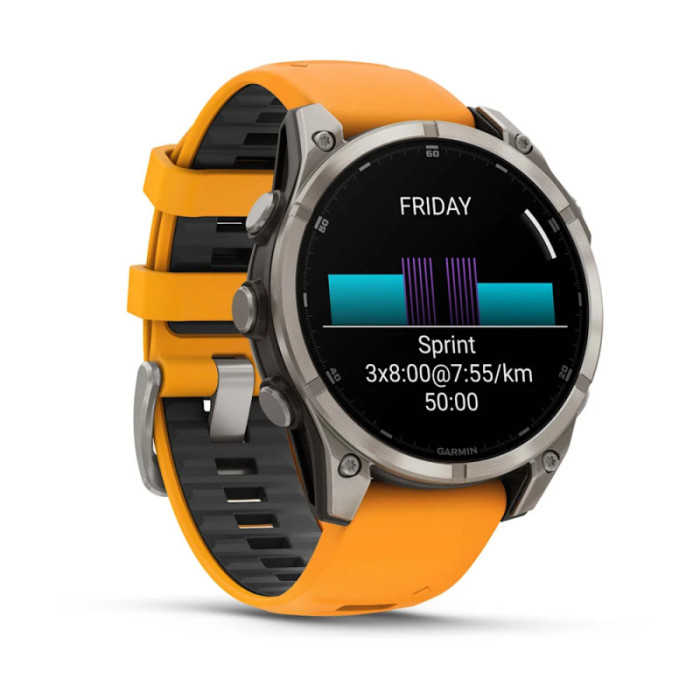 Garmin Fenix 8 51mm AMOLED Sapphire Titanium w. Spark Orange/Graphite Silicone Band (010-02905-10/11/53)