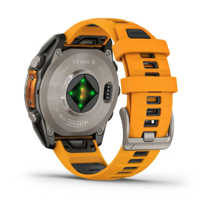 Garmin Fenix 8 51mm AMOLED Sapphire Titanium w. Spark Orange/Graphite Silicone Band (010-02905-10/11/53)