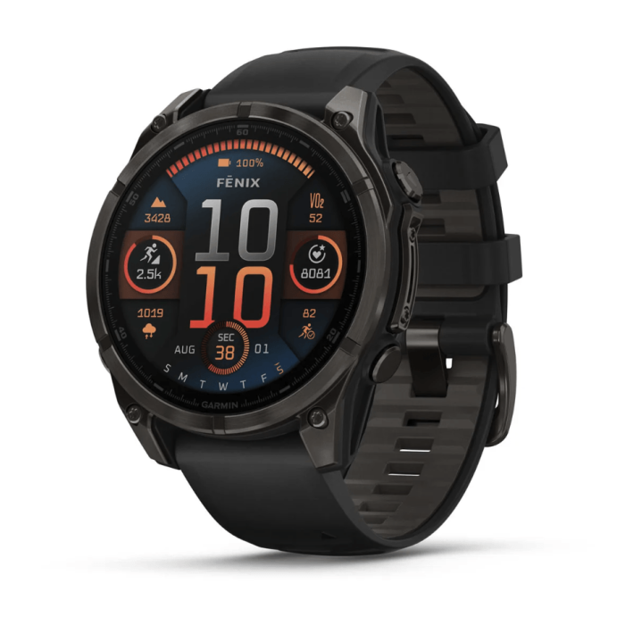 Garmin Fenix 8 47mm AMOLED Sapphire Carbon Gray DLC Titanium w. Black/Pebble Gray S. Band (010-02904-20/21)